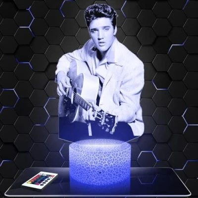 Immagine di Lampada da comodino, Luce notturna tattile Elvis P. illusione 3D LED, idea regalo di Natale per ragazzi e ragazze notte bambini o adulti TOP