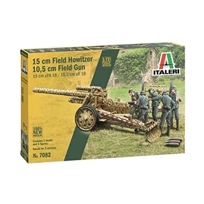 Immagine di Italeri 7082 15cm Field Howitzer 10,5cm Gun, scala 1/72, plastic model kit, modello in plastica da montare, modellismo, mezzi militari, Multicolore