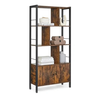 Immagine di VASAGLE Libreria, Scaffale Portaoggetti, Grande a 4 Ripiani, Mobile per Salotto Studio Ufficio Cucina, Struttura in Acciaio, Stile Industriale, Marrone Vintage e Nero Inchiostro LBC022B01