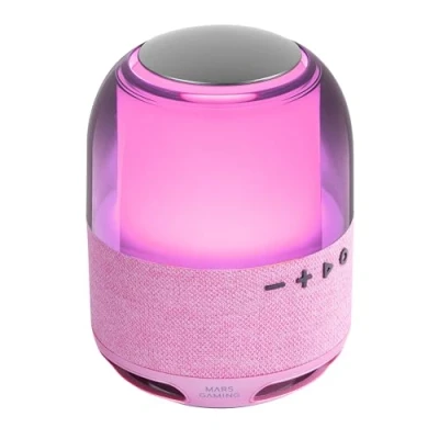 Immagine di MARSGAMING MS FLOW, Altoparlante Portatile Bluetooth 15W, Illuminazione Orbilight RGB 360, Suono Potente Driver DeepBass da 57mm, Gaming Compatto 5.3 e MicroSD, Rosa