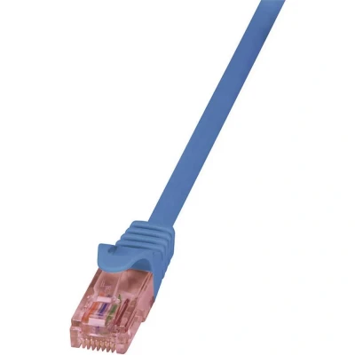 Immagine di LogiLink CQ2016U RJ45 cavo di rete, patch CAT 6 U/UTP 0.25 m Blu Ritardante fiamma, con protezione 1 pz.