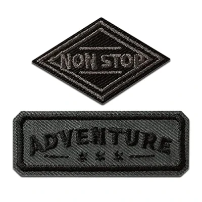 Immagine di Mono Quick Avventura e Non Stop 2 pezzi Toppe Termoadesive Patch Toppa Ricamate, Misura: 2,8 x 5,7 cm