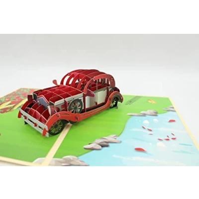 Immagine di KUNSTIFY Biglietto pop up 3D, auto d&#039;epoca