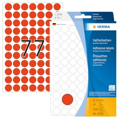Immagine di Herma Multi purpose labels ø 13mm luminous red 1848 pcs.