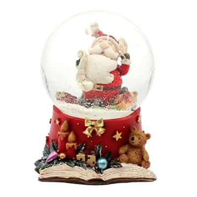 Immagine di Dekohelden24 Grande palla di neve, Babbo Natale con molla e lista dei desideri, suono su base finemente decorata, dimensioni (L x P A): 10 14 cm, sfera Ø cm