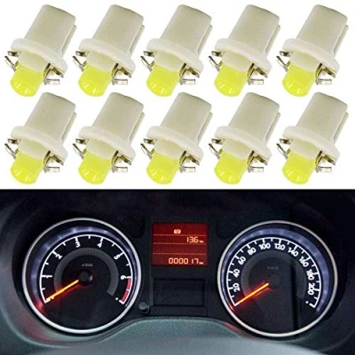 Immagine di 10 Pezzi Lampade LED T5 B8.5D Per Cruscotto Quadro Strumenti COB BIANCO Lampadine Luci 12V