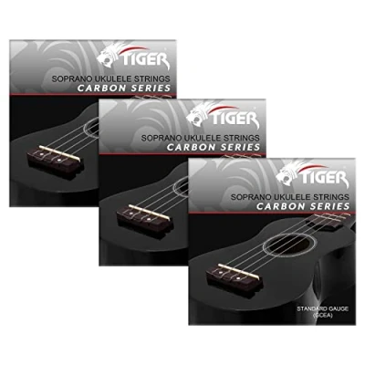 Immagine di TIGER UAC14 CBN 3 Set di Corde per ukulele Carbon Black soprano e uke da concerto Confezione