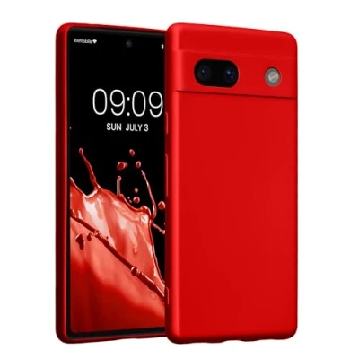 Immagine di kwmobile Custodia Compatibile con Google Pixel 7a Cover Protezione Back Case Morbida Silicone TPU Effetto metallizzato rosso scuro