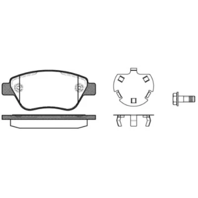 Immagine di REMSA 0858.30 Kit pastiglie freno Assale anteriore con foglio adesivo, bulloni/viti accessori FIAT: Panda II Hatchback, Doblo I Station Wagon