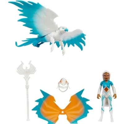 Immagine di Masters of The Universe He Man and Sorceress Figure &amp; Winged Falcon Vehicle Set Inspired by Motu Netflix Animated Series, Collectible Toy Gift for Ages 4 Years Older