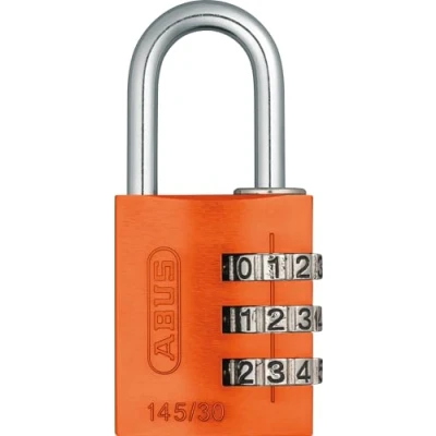 Immagine di ABUS Lucchetto a combinazione 145/30 Arancione per bagagli, armadietti e molto altro. in alluminio codice numerico regolabile individualmente livello di sicurezza 3