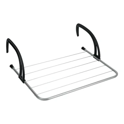 Immagine di Metaltex 406003031 Stendibiancheria da campeggio/balcone, colore: argento/nero, acciaio inox, metallo