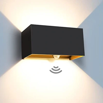 Immagine di Kingwen 20W Applique Esterno/Interno con Sensore di Movimento Lampade da Parete IP65 Nero Angolo del Fascio Regolabile Bianco Caldo 3000K