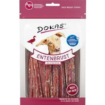 Immagine di Dokas Petto d&#039;anatra a strisce per cani 12 x 70 g