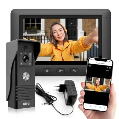Immagine di Videocitofono Eura VDP 45A3 TY Alpha+ TUYA WiFi, 4 fili, monitor a colori 7 pollici, nero