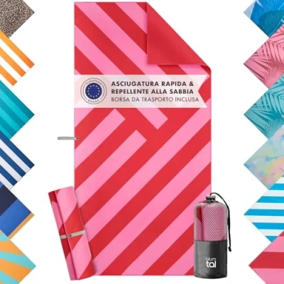 Immagine di Blumtal telo mare grande 90x180 cm microfibra asciugamano compatto e ad asciugatura rapida teli grandi senza sabbia nastro beach towel morbido con motivo a rosa