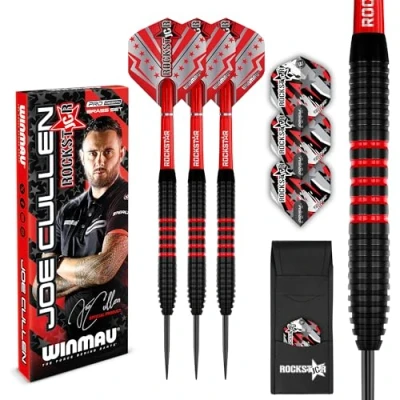 Immagine di WINMAU Darts Joe Cullen Rockstar Set di freccette in ottone, 20 g, con voli per e