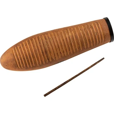 Immagine di Meinl Percussion Guiro in fibra di vetro con finitura marrone fori presa imbottiti NON MADE CHINA Raschietto legno incluso, garanzia 2 anni (GU7BR)