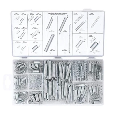 Immagine di Molla di Compressione, Molle Prolunga, Assortimento in Acciaio Metallo Trazione, Tensione Pressione, Perni con Scatola Immagazzinaggio 200 Pz