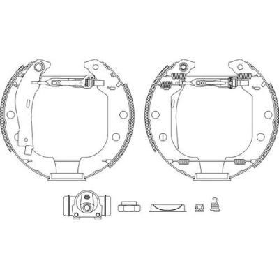 Immagine di HELLA Shoe Kit Pro 8DB 355 003 951 freno, Freno a tamburo con cilindretto regolatore/attuatore