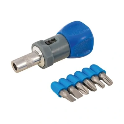 Immagine di Silverline Set di cacciavite a cricchetto tozzo con 6 inserti
