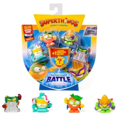 Immagine di SuperThings KAZOOM Power Battle Confezione da 5 Contiene (include 1 figura a sorpresa e capitano argento). 6 pezzi