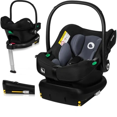 Immagine di LIONELO ASTRID I SIZE Seggiolino Auto Neonati 40 87cm Ovetto gr 0+ Montaggio rivolto all&#039;indietro, Cintura di sicurezza a 3punti Protezione laterale Inserto Dri Seat (ASTRID SET, Nero Grigio)