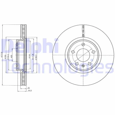 Immagine di DELPHI BG4346C Disco freno 320 30 5 ventilato rivestito ad alto tenore di carbonio senza cuscinetto ruota, anello sensore ABS AUDI: A6 C7 Avant