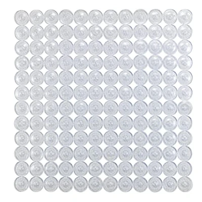 Immagine di WENKO tappetino da doccia Belem, con ventose antiscivolo, in gomma cerchi geometrici sovrapposti per tutti i comuni piatti doccia, robusta plastica, 54 x cm, trasparente