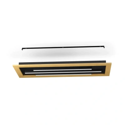 Immagine di EGLO LED a soffitto Tirrenara, lampada rettangolare dimmerabile con telecomando, FSC100HB, luce in legno, metallo nero e plastica bianco, illuminazione bianco caldo freddo