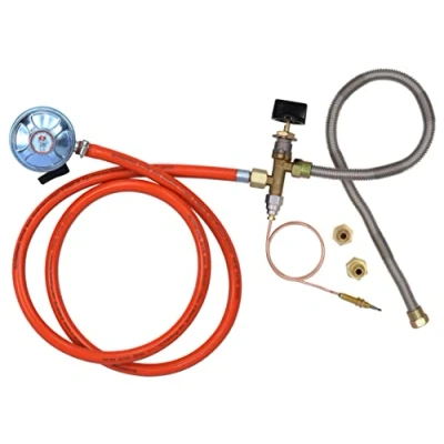 Immagine di METER STAR Parti approvate CE propano Fire Pit/Camino Gas Control Valve System Valvola Regolatore con 27mm 37mbar Clip on di flusso e tubo flessibile