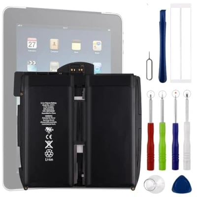 Immagine di Vvsialeek Batteria di ricambio A1315, compatibile con iPad1st Gen 741 0025 A, 3,75 V, 6600 mAh, A1219, A1337, 616 0448, toolkit