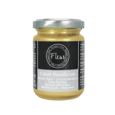 Immagine di FLEUR DESIGNER&#039;S PAINT Colore Metallizzato, 130 ml, F91 Champagne, Base Acqua, ad Alto Contenuto di Pigmenti Metallici Finissimi.