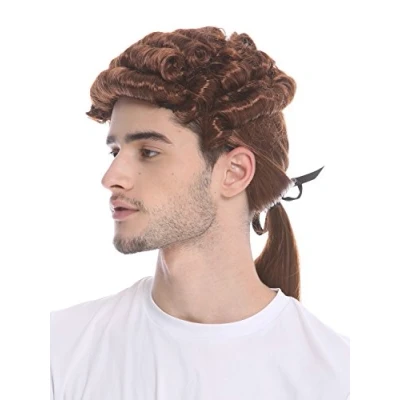Immagine di WIG ME UP DH1126 P33 Parrucca Barocca Uomo Nobiluomo Lord Cavaliere Compositore di Corte Poeta Mogano Riccia Lunga Coda