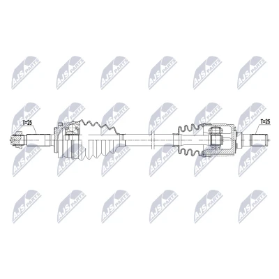 Immagine di NTY NPW KA 410 Albero motore / Semiasse Assale anteriore Sx 600mm Trasmissione automatica KIA: Picanto III