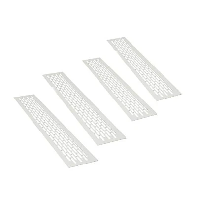 Immagine di sossai® Griglia di ventilazione in alluminio Alucratis (4 pezzi) Rettangolare dimensioni: 48 x 8 cm Colore: bianco areazione