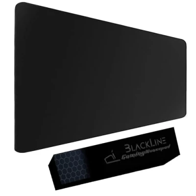 Immagine di Tappetino Mouse Gaming Grande XXL NI, 900 x 400 mm Pad, per da Gioco, Resistente all&#039;acqua con Superficie Liscia, Base in Gomma Antiscivolo, Bordi Cuciti Tastiera Nero