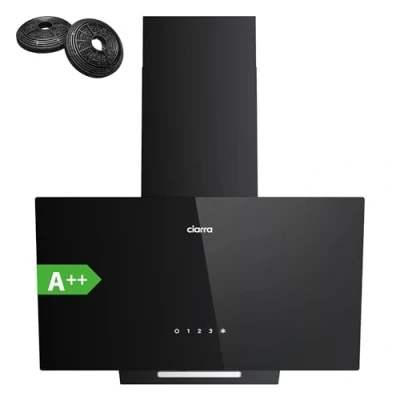 Immagine di Ciarra CBCB6750C Classe A++ Cappa Aspirante Inclinata 60 cm 350 m3/h 3 Velocità Touch Control Filtro a Carboni CBCF002 Incluso Modalità Scarico/Recycling Design Salvaspazio