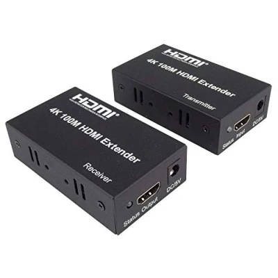 Immagine di PremiumCord Extender HDMI 4K a 100m Tramite Un Cavo Cat5e/Cat6, alloggiamento in Metallo, Stato LED, Compatibile con Video UHD, Full HD 1080p 60Hz, HDCP, Nero