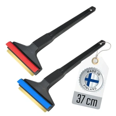 Immagine di L&amp;P, 2 raschiaghiaccio &quot;Murska&quot; da 370 mm, con lama in ottone, raschietto lungo e grande, originale dalla Finlandia, di prima qualità, larghezza 90 per bus, monovolume, furgone, SUV, A055