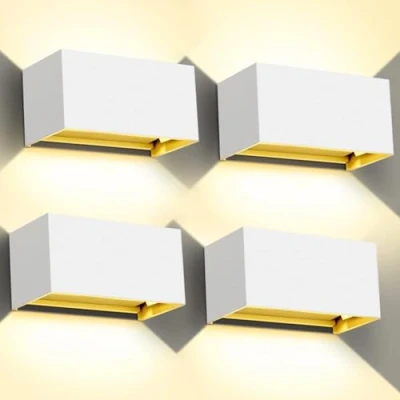 Immagine di Kingwen 4 Pezzi Applique da Parete Interno/Esterno 20W Esterno 3000K Bianco Caldo Lampade Angolo del Fascio Regolabile IP65 Impermeabile