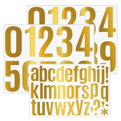 Immagine di 3 Pezzi oro autoadesivo adesivi,4 pollici 0 9 numeri adesivi,lettere adesivi,per la numero civico esterno,numeri civici,porte,cassette postali,via