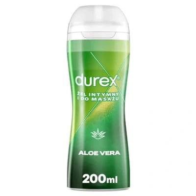 Immagine di Durex Massaggio e lubrificante 2 in 1 all&#039;aloe vera per massaggi completi del corpo zone intime, con applicatore una facile applicazione 200 ml (il colore della confezione può variare)