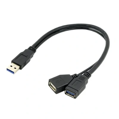 Immagine di Cavo CY di estensione USB 3.0 a Y da maschio doppia femmina USB, colore nero, con potenza dati extra, per hard disk mobile 6,3 cm