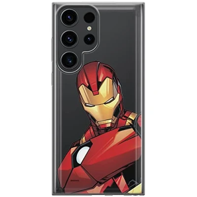 Immagine di Ert Group custodia per cellulare Samsung S23 ULTRA originale e con licenza ufficiale Marvel, modello Iron Man 005 adattato in modo ottimale alla forma dello smartphone, parzialmente trasparente