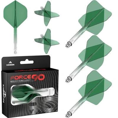 Immagine di Mission Darts Force 90 Freccette con sistema integrato di precisione e asta, confezione da 3 alette steli combinati professionali altamente durevoli Standard No.2