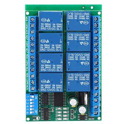 Immagine di relè scheda modulo di controllo apparecchi distribuzione e dell&#039;energia programmabile per RS485 a 8 canali DC 12V