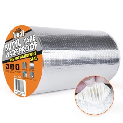 Immagine di TAPEBEAR Nastro Butilico 200mm x 10m, Sigillante Impermeabile, Autoadesivo in Alluminio per Riparazione di Tetti, Grondaie e Perdite