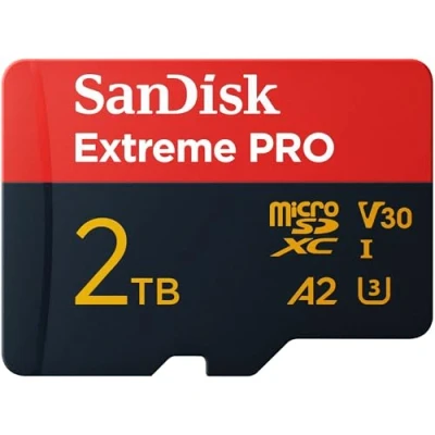 Immagine di SanDisk 2TB Extreme PRO scheda microSDXC + adattatore SD (Per Action Cams, Droni, Smartphones, Velocità fino a 250 MB/s, 5K, 4K UHD) Con prestazioni app A2, RescuePRO Deluxe, UHS I, U3, V30