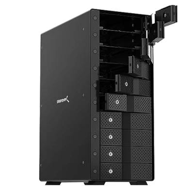 Immagine di SABRENT Docking Station SSD/Hard Disk Esterno/HDD 3.5 pollici, USB 3.2 Gen 2, 10 slot per SSD/HDD, con Alimentatore e Ventola, SSD/HDD SATA, Interruttori ON/OFF Separati (DS UCTB)